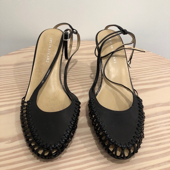 Colin Stuart Leather ankle strappy heel black 8 - Picture 3 of 13